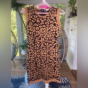 THML Leopard Print Sweater Sleeveless Dress NWT Size Medium